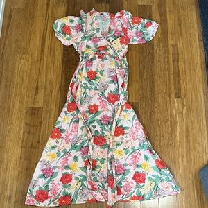 Old Navy Floral Dress with Belt - Red, Pink, Green